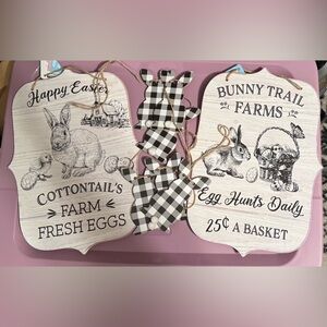 Easter Bunny black and white plaid Decor